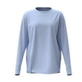 thumbnail image 5 of Sokhug Women's Yoga Shirts Long Sleeve Fitness Sports Pilates Round Collar Open Fork Hem Top Blue, 5 of 5