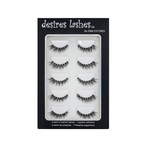 DESIRES LASHES Multipack Demi Wispies Pestañas Postizas 5 Pares Por Kits 01 Lunes