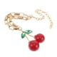 thumbnail image 2 of Pulsera de cerezas rojas con hojas verdes, bonita y creativa cadena de mano para cumpleaños, aniversarios y festividades, 2 of 7