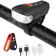 Bike Lights Bicycle Front Headlight and Taillight USB Rechargeable Light Adjustable 4 Modes