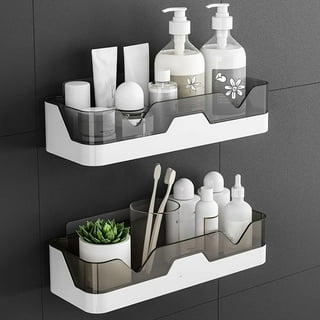 No-Drill, Self-Adhesive Bathroom Shelves Wall Mounted, 15 Invisible,  Crystal-Clear Bathroom Organizer, Sleek, Slimline & Space-Saving, Floating  Wall