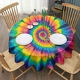 thumbnail image 3 of Colorful Rainbow Tie Dye Spiral Pattern Round Tablecloth 60"x60",Wrinkle Wipeable Table Cloth for Kitchen Dining Room Picnic Patio Party, 3 of 6