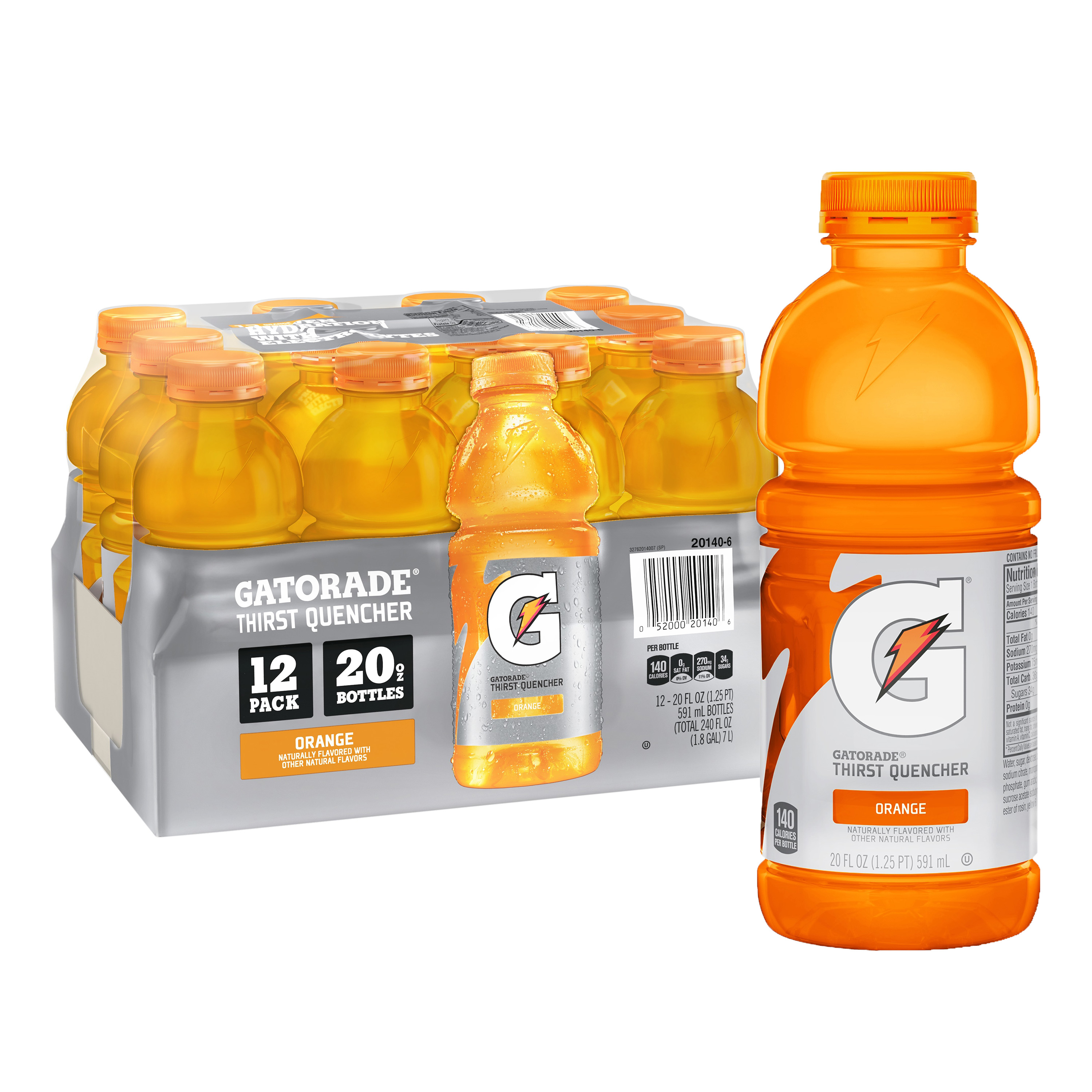 Gatorade Thirst Quencher Orange Sport Drink, 20 Fl. Oz., 12 Count ...