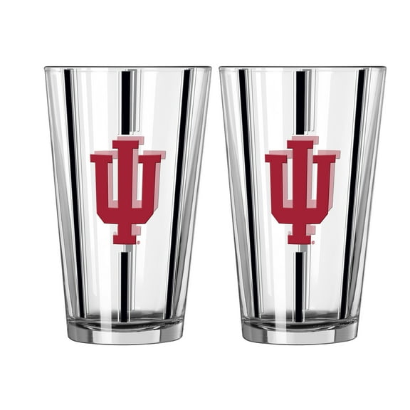 Logo Brands Indiana Hoosiers Two-Piece 16oz. Striped Pint Glass Set