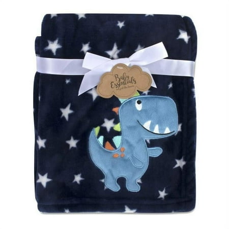 UPC: 0886252290563 | Baby Essentials 30”L x 40”W Embroidered Playful Soft Plush Fleece Throw Blanket for Newborns Infants and Toddlers for Sleep Cuddling Swaddling and Lounge with Blue Dino