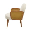 thumbnail image 6 of Miles Mid-Century Velvet Upholstered Accent Chair with Rattan Armrests, Solid Wood Legs, Ivory, 6 of 7