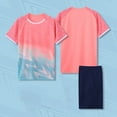 thumbnail image 2 of CYRBOKO Boys Athletic Outfit Sets 2025, Quick-dry Short Sleeve Elastic Waist 2 Pieces Sports T-Shirt and Shorts Pink Size 6-7 T, 2 of 4