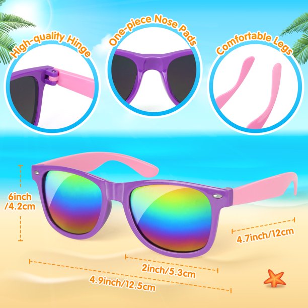Lunettes de Soleil pour Enfants, Mocoosy Lot de 24 Lunettes de Soleil Néon en Vrac Cadeaux de Fête avec Protection UV400 pour Enfants, Cadeaux de Fête à la Piscine pour Garçons et