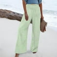 thumbnail image 2 of COSFO Palazzo Women's Pant Green High Elastic Waisted Boho Casual Wide Leg Pants Loose with Pocket Pants, 2 of 5
