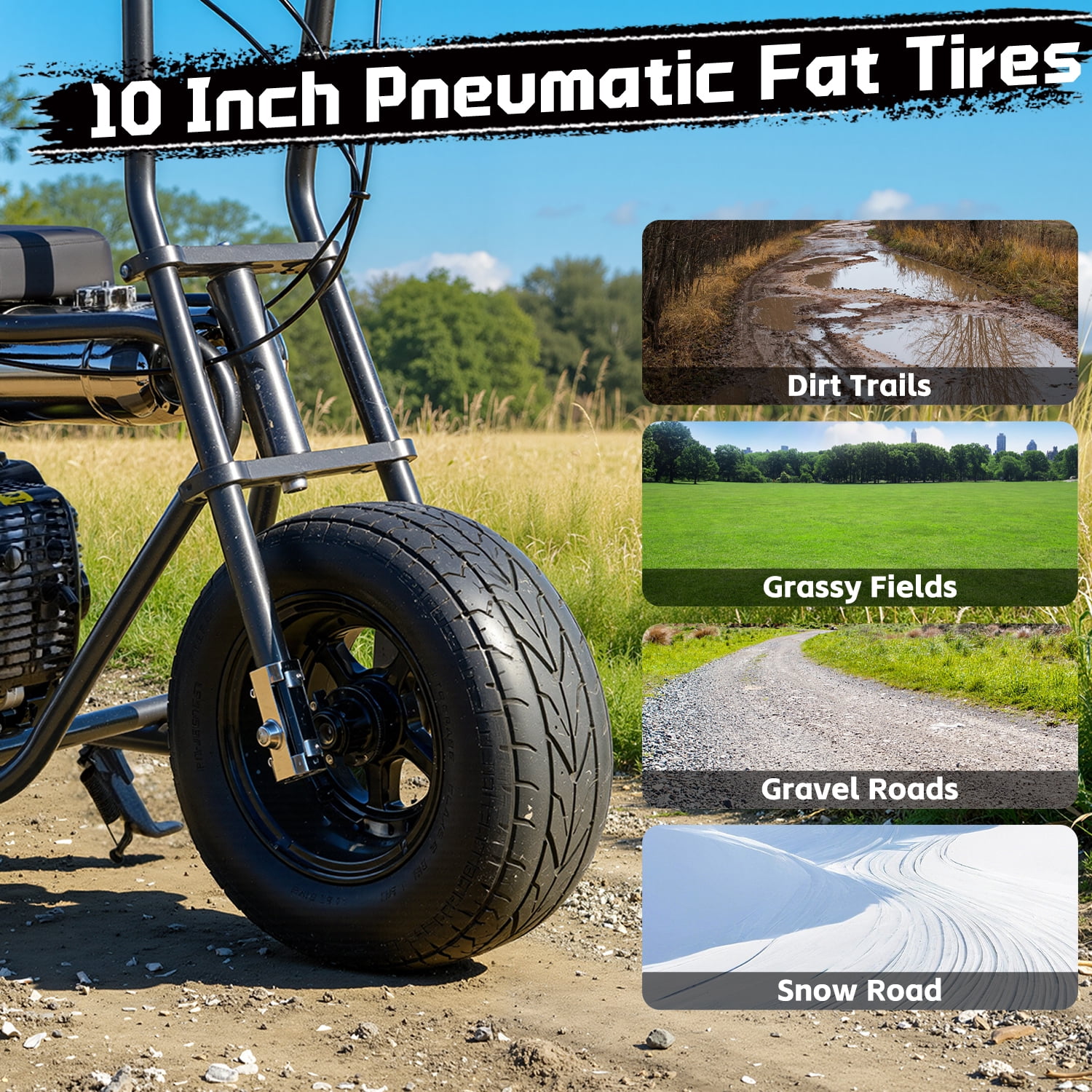 TOXOZERS 50cc Mini Bike, Gas-Powered Mini Dirt Bike with Extra-Wide Seat,Perfect Gift for Kids 8+,25 MPH & 150 LBS Capacity,Black