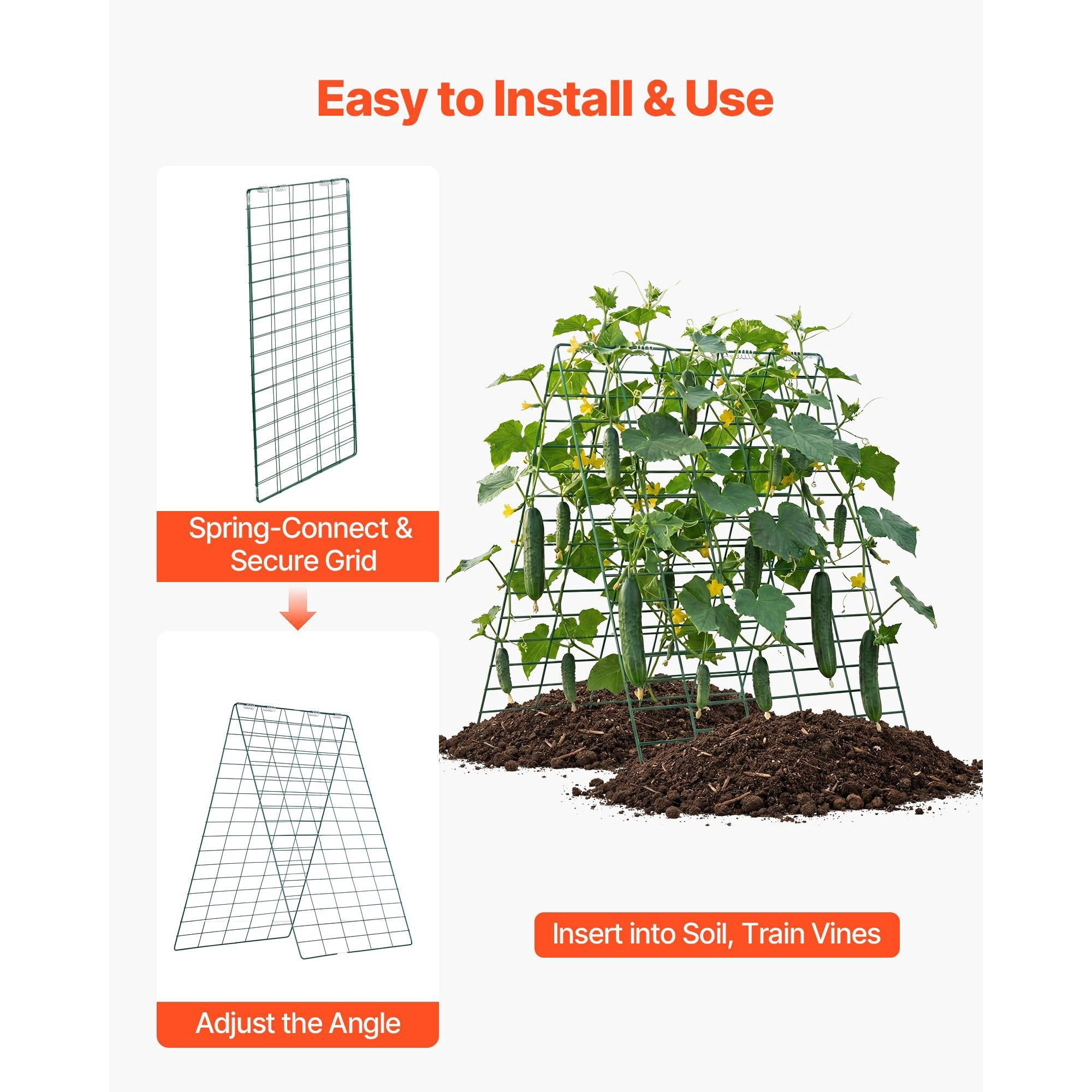 Cucumber Trellis 4 Pack, A-Frame Garden Trellises for Raised Bed, Metal Rustproof Coating Plant Support for Vine, Climbing Plants, Peas, Beans, Zucchini, Tomato, Flower (35.43 x 27.56 in x 4PCS)