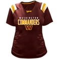 thumbnail image 2 of Women's Fanatics Jayden Daniels Burgundy Washington Commanders Plus Size Name & Number Raglan Lace V-Neck T-Shirt, 2 of 3