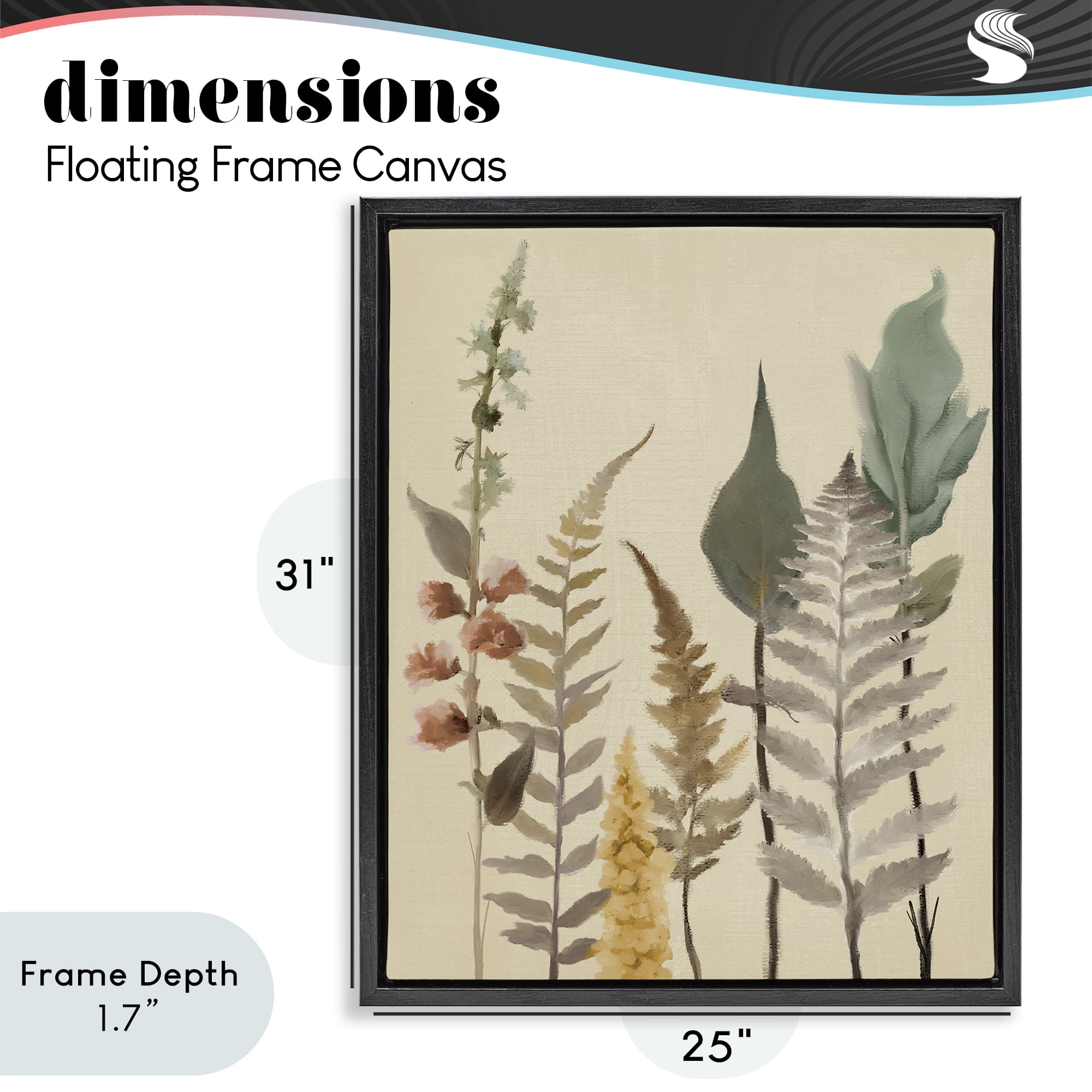Stupell Industries Fall Botanicals Forest Ferns Black Framed Floater Canvas Wall Art, design by Elizabeth Medley