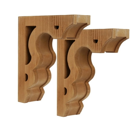 

American Art Decor Small Distressed Carved Wood Decorative Corbels Wall Mounted Shelf Brackets Vintage Antique Shabby Chic Rustic Farmhouse Decor Natural Brown Set of 2 7.4 H x 6.5 L x 1.9 D