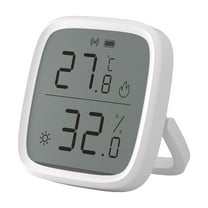 Smart White LCD Temperature and Humidity Sensor with App Control, Data Storage, and Alerts