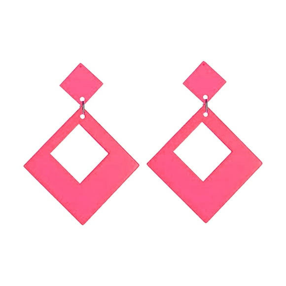 Square exaggerated earrings, long statement earrings