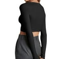 thumbnail image 5 of Aunavey Women's Open Front Rib Knit Cropped Bolero Shrug Cardigan Sweater Long Sleeve V-Neck Button Down, 5 of 8