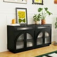 thumbnail image 3 of Pusnapku 31" Sideboard cabinet, Wood Entryway Cabinet with 2 Glass Doors, Drawer, Adjustable Shelf, Freestanding Accent Table for Hallway, Living Room, 3 of 9
