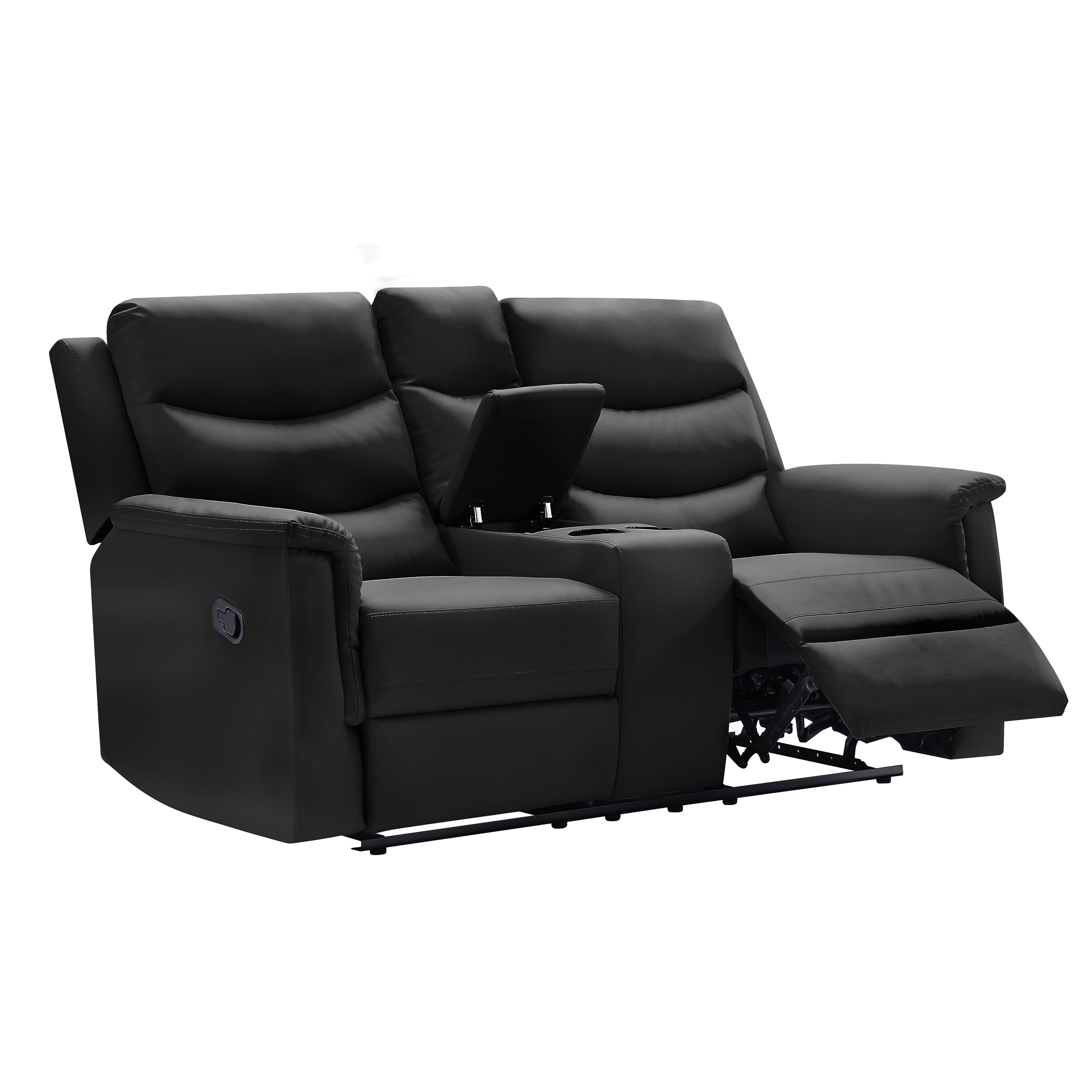Gewnee Faux Leather Upholstered Modern Recliner Loveseat Sofa Couch,Seat Chair with Cup Holders for Living Room,Apartment, Office for Adult