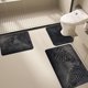 thumbnail image 5 of Juego de alfombras de baño con patrón de hojas para alfombras de baño, antideslizantes y absorbentes de agua | Poliéster Suave con Respaldo de Goma - 3 Piezas | Entrada, Cocina, Dormitorio, Puerta, 5 of 8