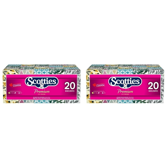 Scotties Premium Facial Tissue, Soft & Strong, Hypoallergenic and Dermatologist Tested, 40-pack