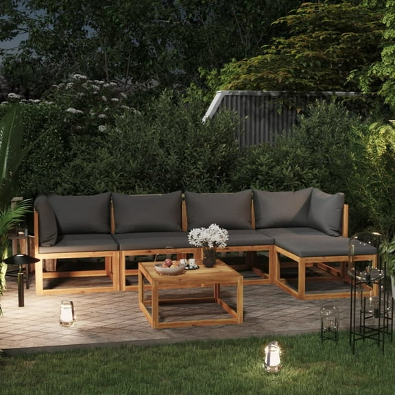 vidaXL 6 Piece Patio Lounge Set with Cushion Solid Acacia Wood