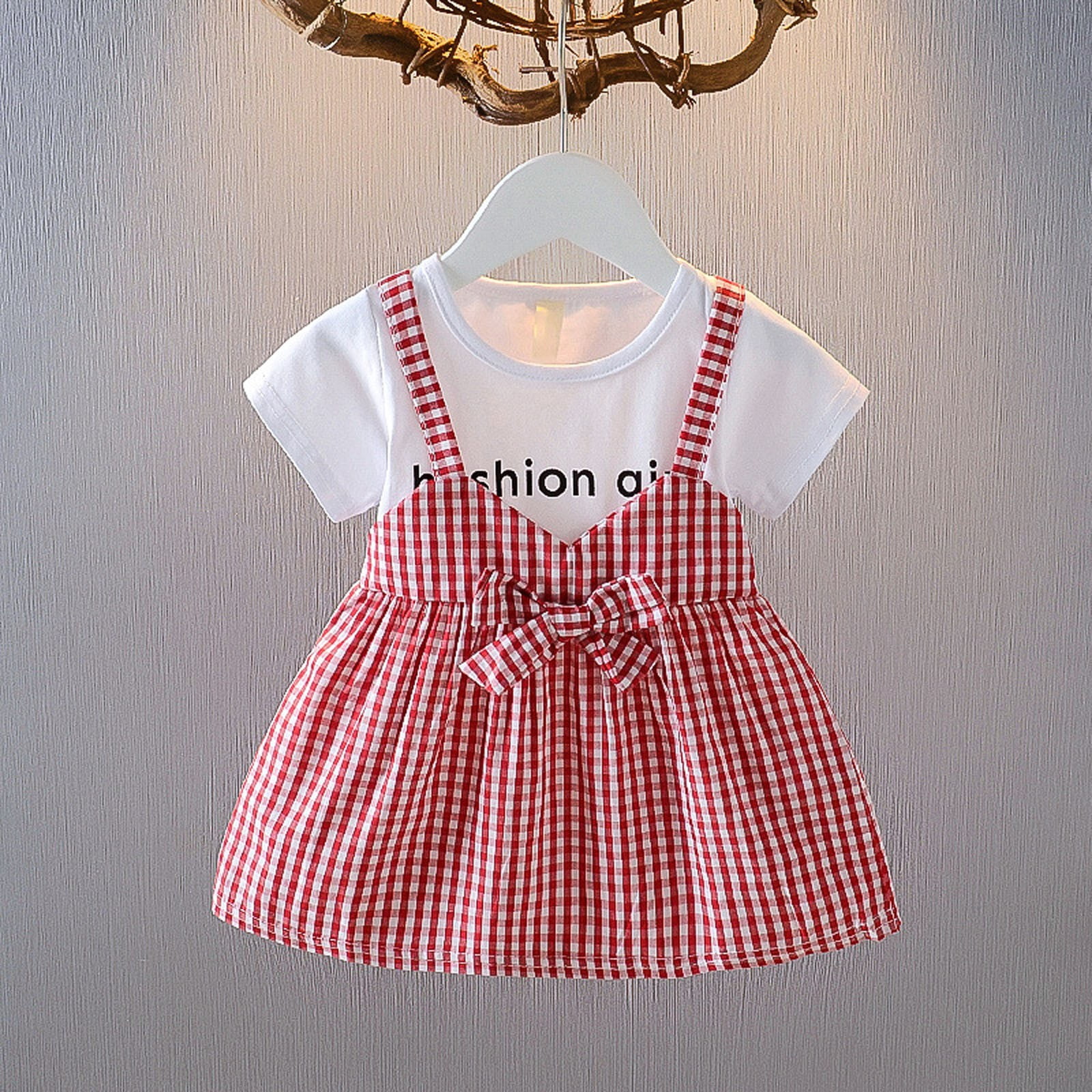 Pleated Dresses Red Check Dress Baby Girl Red White Combo Baby-Girls Box Pleated Tafetta Silk Handwork