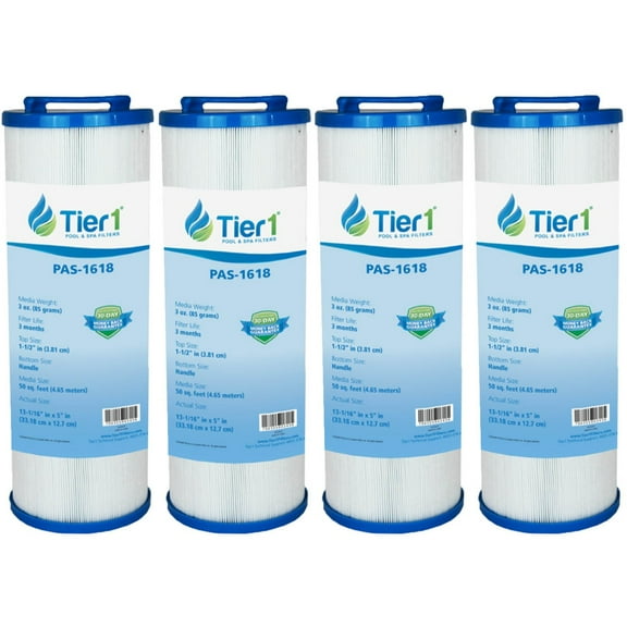 Tier1 Pool & Spa Filter Cartridge 4-pk | Replacement for Waterway 817-4050, Teleweir 50, Pleatco PWW50L, PWW50L-M, FC-0172, 4CH-949 and More | 50 sq ft Pleated Fabric Filter Media