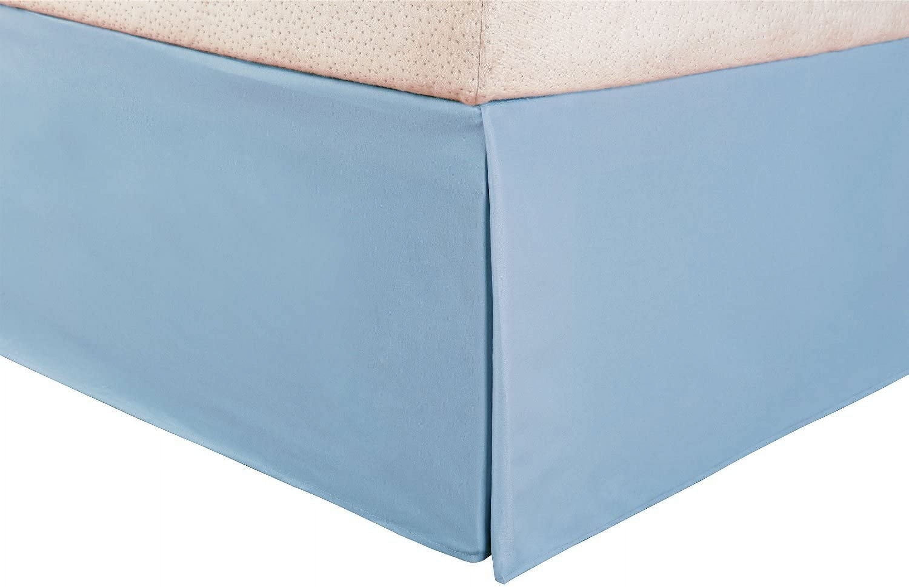 Alive Pixels Bed Skirt Blue Solid 100% Cotton Split Corner 1Pc 21" inch Drop 800TC (Olympic Queen, Blue)