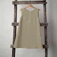 thumbnail image 2 of Tranfacy Robe d'Été pour Filles, Robe Sans Manches pour Tout-Petites Filles, Robe Sans Manches à Col Rond en Lin Uni pour Enfants d'Âge Moyen avec Laçage au Dos, 2 of 4