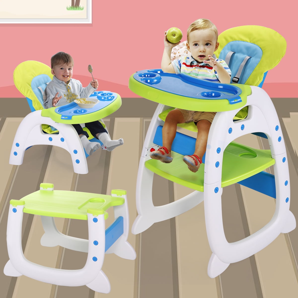 3 in 1 baby high chair convertible play table