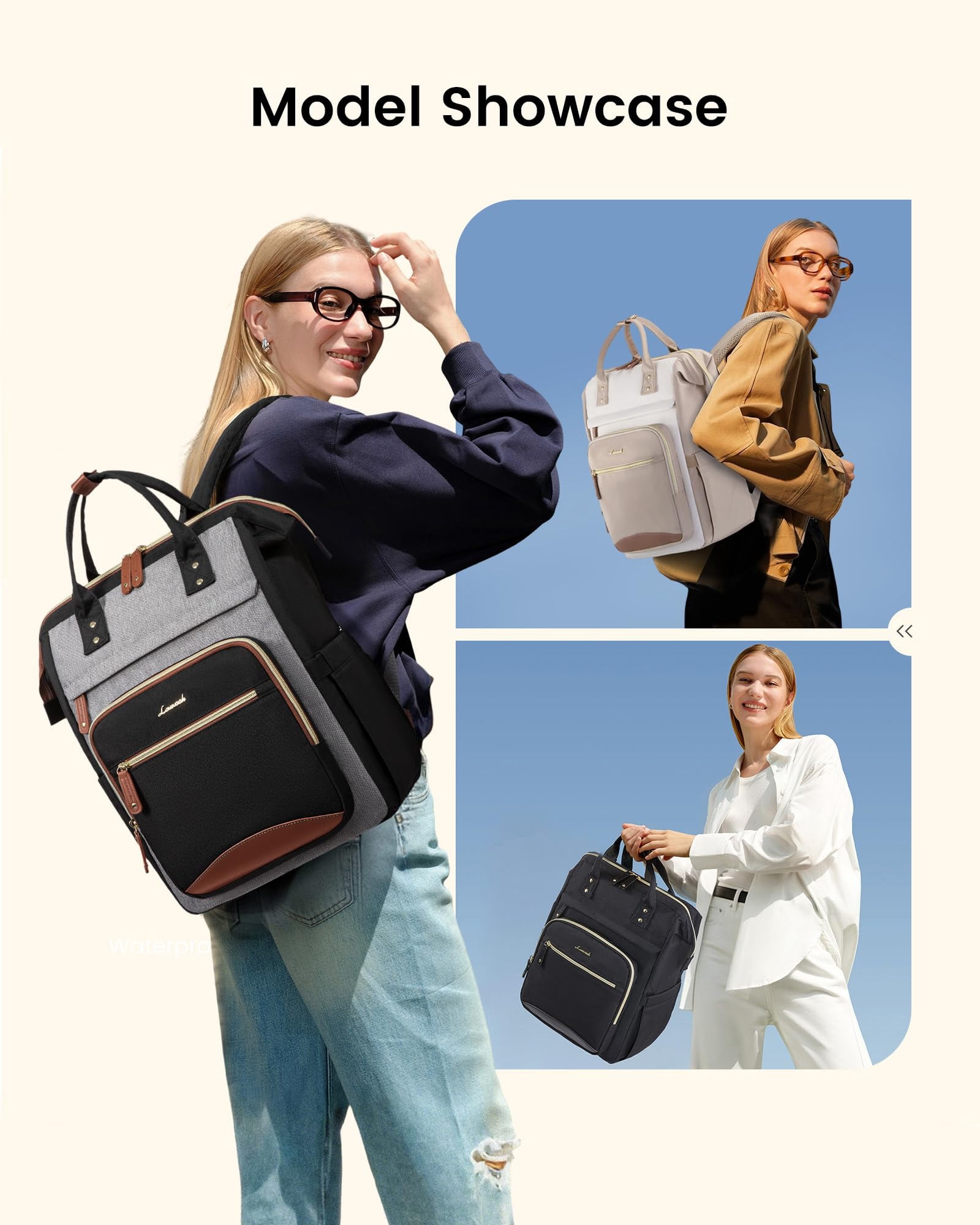 LOVEVOOK Laptop Backpack for Women Work Bag with Large Capacity Cup Side Pocket, 15.6 Inch Waterproof Computer Backpacks Purse, College Bookbag for School, Business, Teacher, Travel