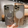 thumbnail image 4 of Compatible with iPhone 14 Pro Max Case,Luxury Magnetic Glitter Plating Bling Sparkle Shiny Bumper with Camera Protector Back Cover,Compatible with MagSafe for Women Girls-Silver, 4 of 12