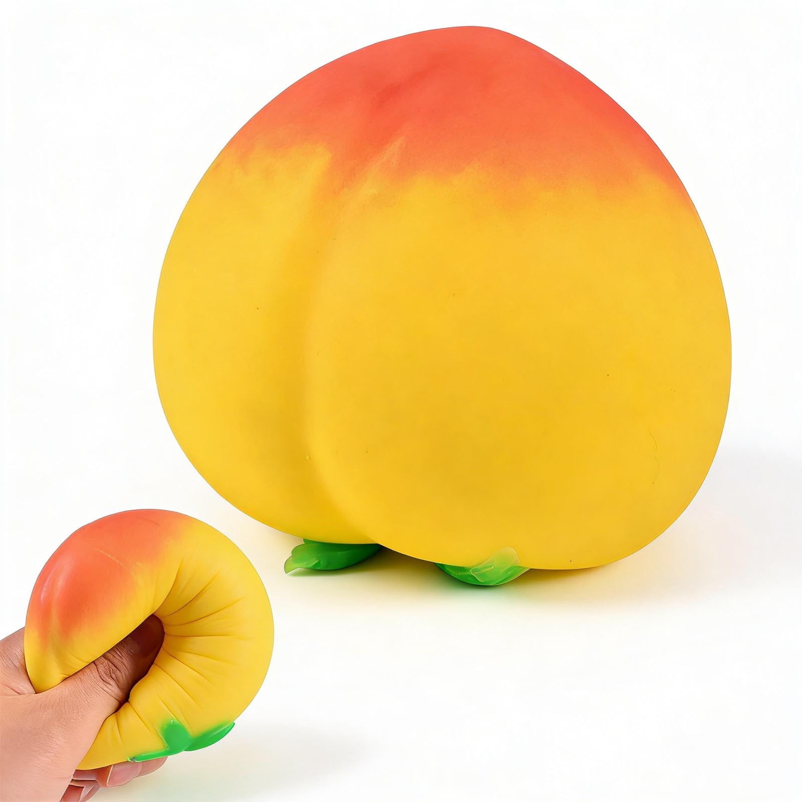 Jumbo Peach Squish Toys, 6" Yellow Fruit Taba Squish Toys, Stress Balls, Gifts