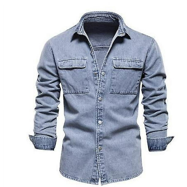 Camisas vaqueras de algodon para hombre camisas informales de manga larga con dos bolsillos de Color solido camisas vaqueras gruesas de otono para hombre YONGSHENG 8390611927783 Walmart en linea