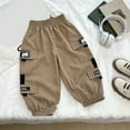 thumbnail image 5 of GXWEA Pants For Teens Size 7 Boys Clothes Boys Cargo Joggers Pants Elastic Waist Casual Jogging Trousers Bottom For Kids 1-2 Years Khaki, 5 of 5