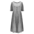 thumbnail image 2 of Vedolay Spring Dresses For Women Women Casual Crewneck Mesh Panel 3/4 Bell Sleeve Loose Tunic Dress,Gray XXL, 2 of 5