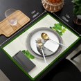 thumbnail image 6 of St. Patrick''s Day Lucky Clover Indoor Placemats Set of 6, Green Shamrock, Non-Slip/Wipe Clean Linen Dining Table Mat Set, Heat-Resistant Table Liner For Holiday/Party/Outdoor, Table Decoration, 6 of 6