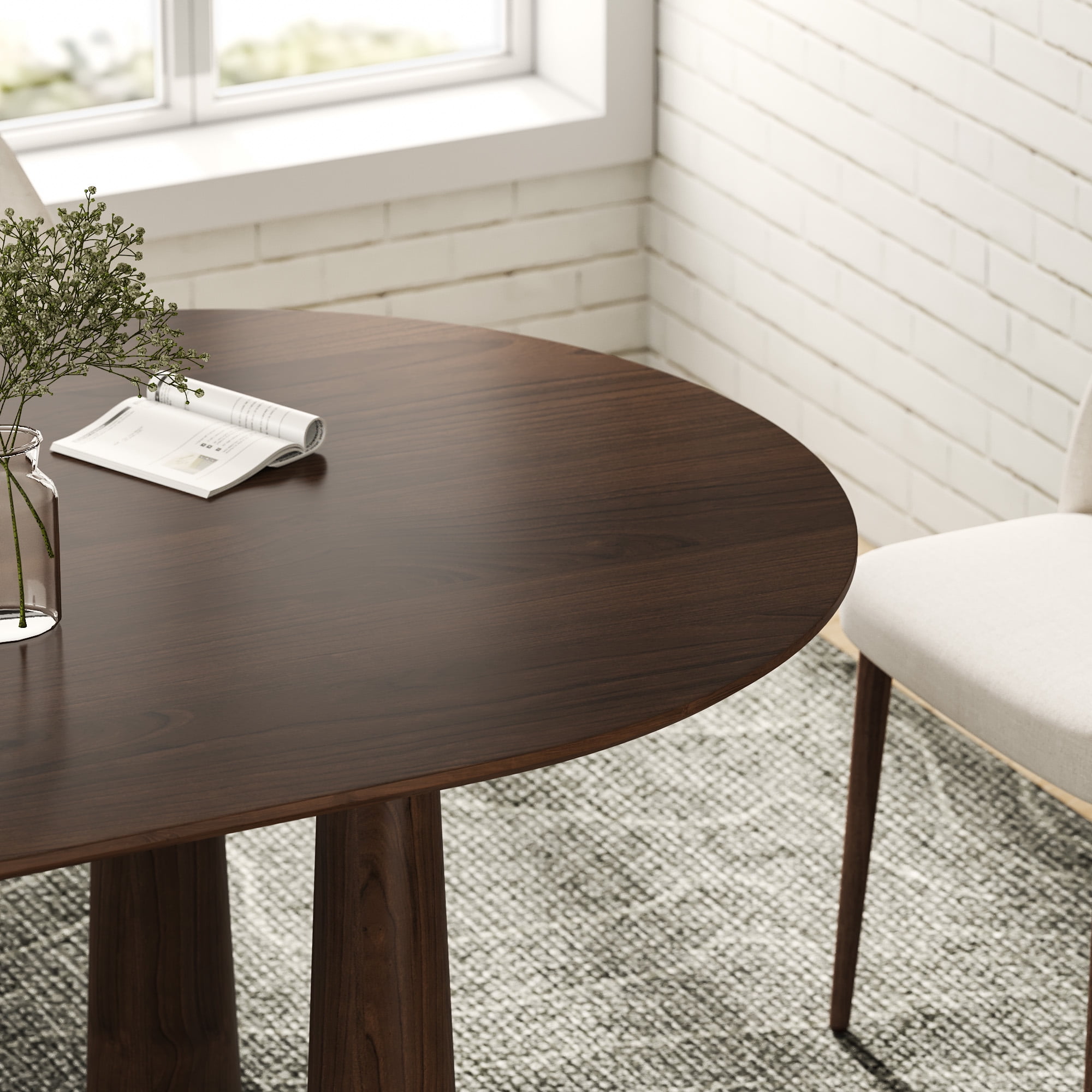 MAYEERTY 67x33.5x30 Modern Oval Dining Table, Contemporary Home Wood Kitchen Table, Walnut