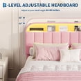 thumbnail image 2 of YUSAZENS Queen Size Velvet Upholstered Bed Frame with LED Light, MDF Structure 2 Underbed Storage Drawers, Floor Standing Soft Platform Bed No Box Spring Needed,  Pink, 2 of 7