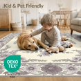 thumbnail image 4 of ODIKA 6'x9' Washable Area Rug Purple Symmetrical Centerpiece Cascading Blossoms Ornate Lilac for Dining Room, Under Table, Office Décor, Non-Slip Chair-Friendly, 4 of 7