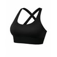 thumbnail image 6 of Strappy Sports Bras for Women Medium-High Support Criss Cross Back Push Up Supportive Padded Sports Bra Yoga Gym Workout Running Athletic Bra Tops Black L, 6 of 6