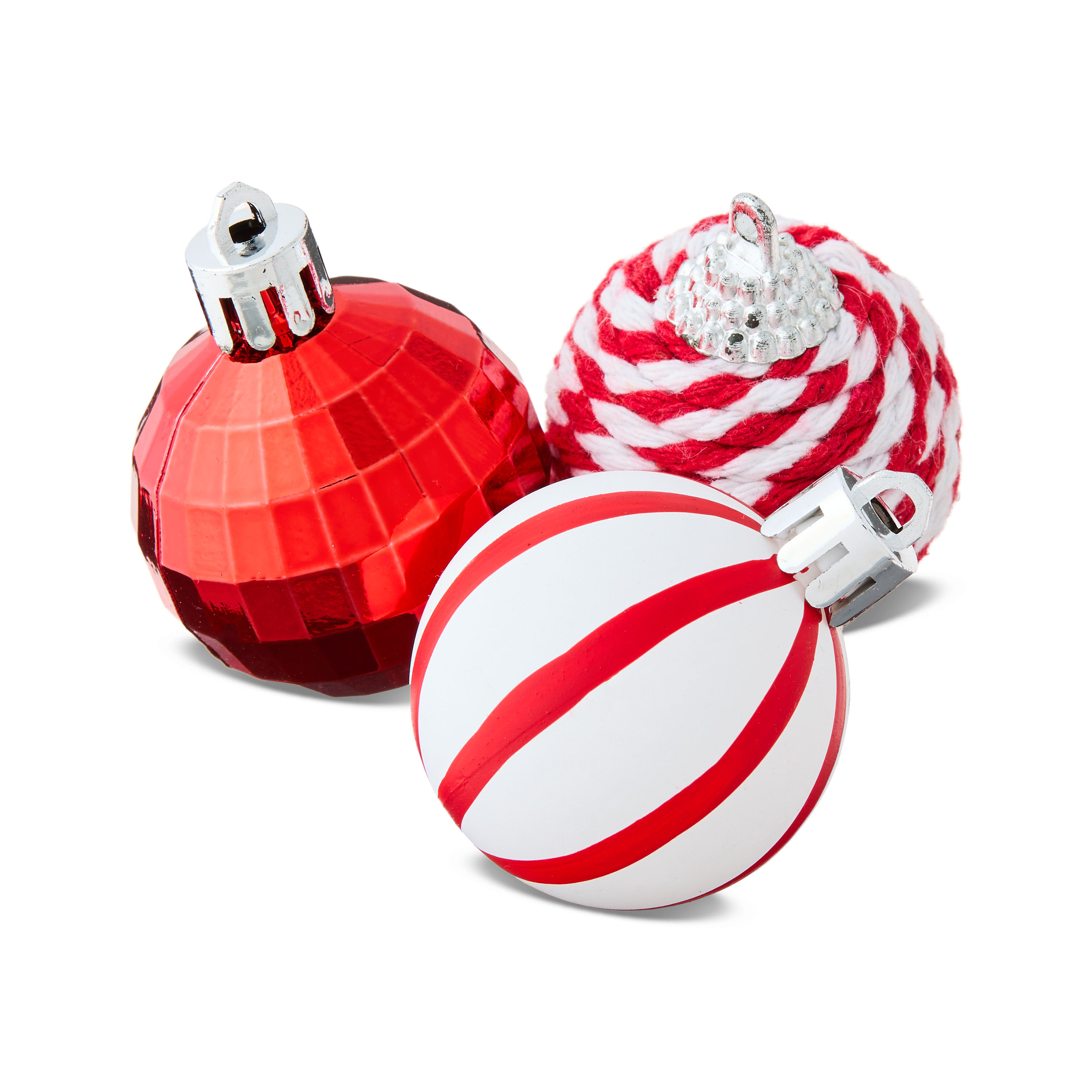 Red and White Mini Ball Christmas Ornaments, 12 Count, by Holiday Time