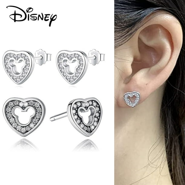 Pendiente de Mickey Mouse de Disney, pendiente de corazón de plata 925, pendientes de tuerca de entrenador de calabaza, pendientes de mariposa de estrella de plata para mujer, joyería Dengxun unisex