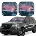 thumbnail image 2 of Picia Boat Lighthouse Storm Waves 2 Piece Car Windshield Sun Shade Foldable | Foldable Sun Shield for Front Window Blocks UV Rays and Keeps Your Vehicle Cool-Medium, 2 of 7