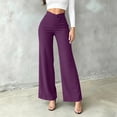 thumbnail image 3 of Lenpel Womens Work Pants Fashion Lounge Button High Waist Crossover Trousers Stretch Straight Leg Business Dress Slacks, 3 of 5