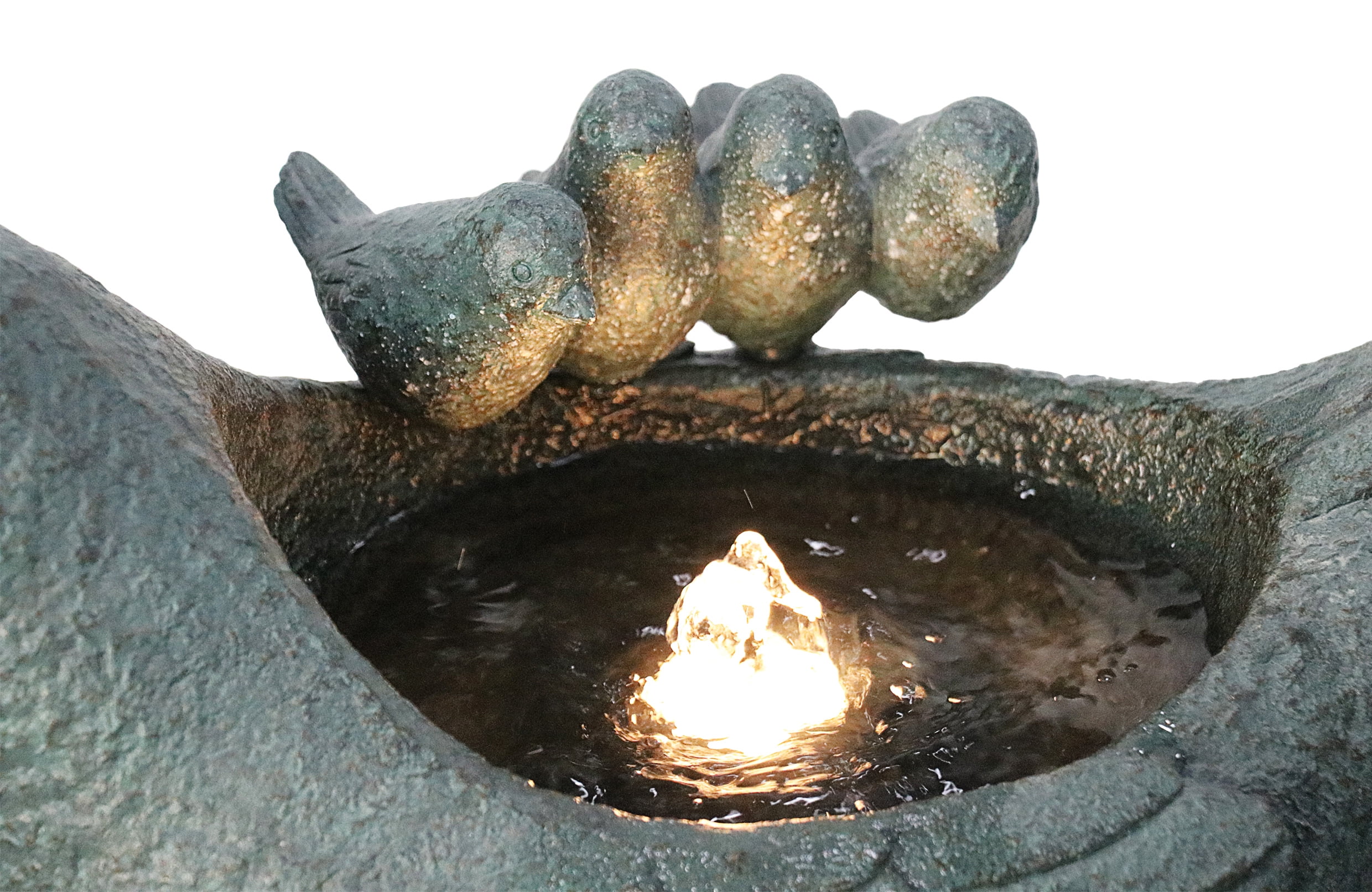 Hi-Line Gift Outdoor Lighted Bird Bath Fountain
