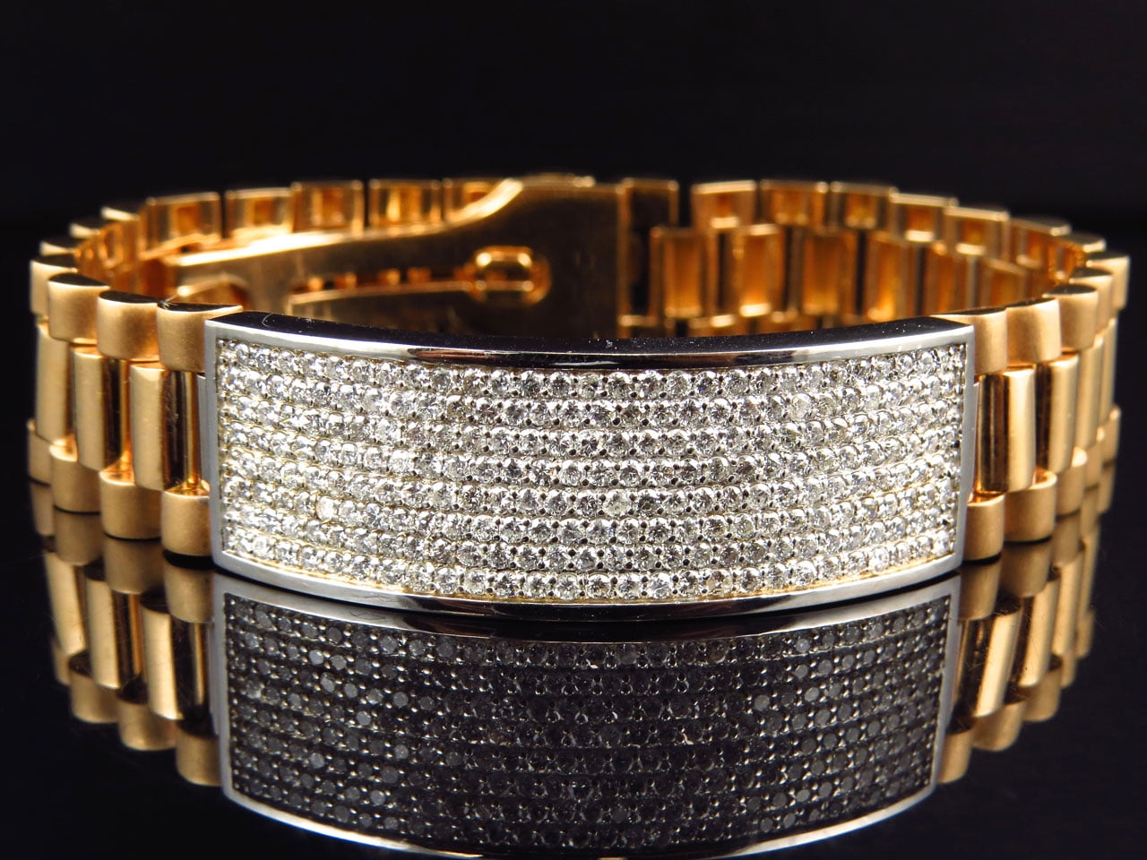 New Mens Diamond Bracelet 14K Yellow Gold Round Brilliant Cut 2.0Cts  Channel Set | eBay