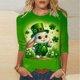 thumbnail image 1 of Xuyuer Women's Fashion St. Patrick's Day Printed 3/4 Sleeve Round Neck Blouse, Casual Holiday Top for Irish Themed Parties, Festival Outfits and Seasonal Celebration, 1 of 5