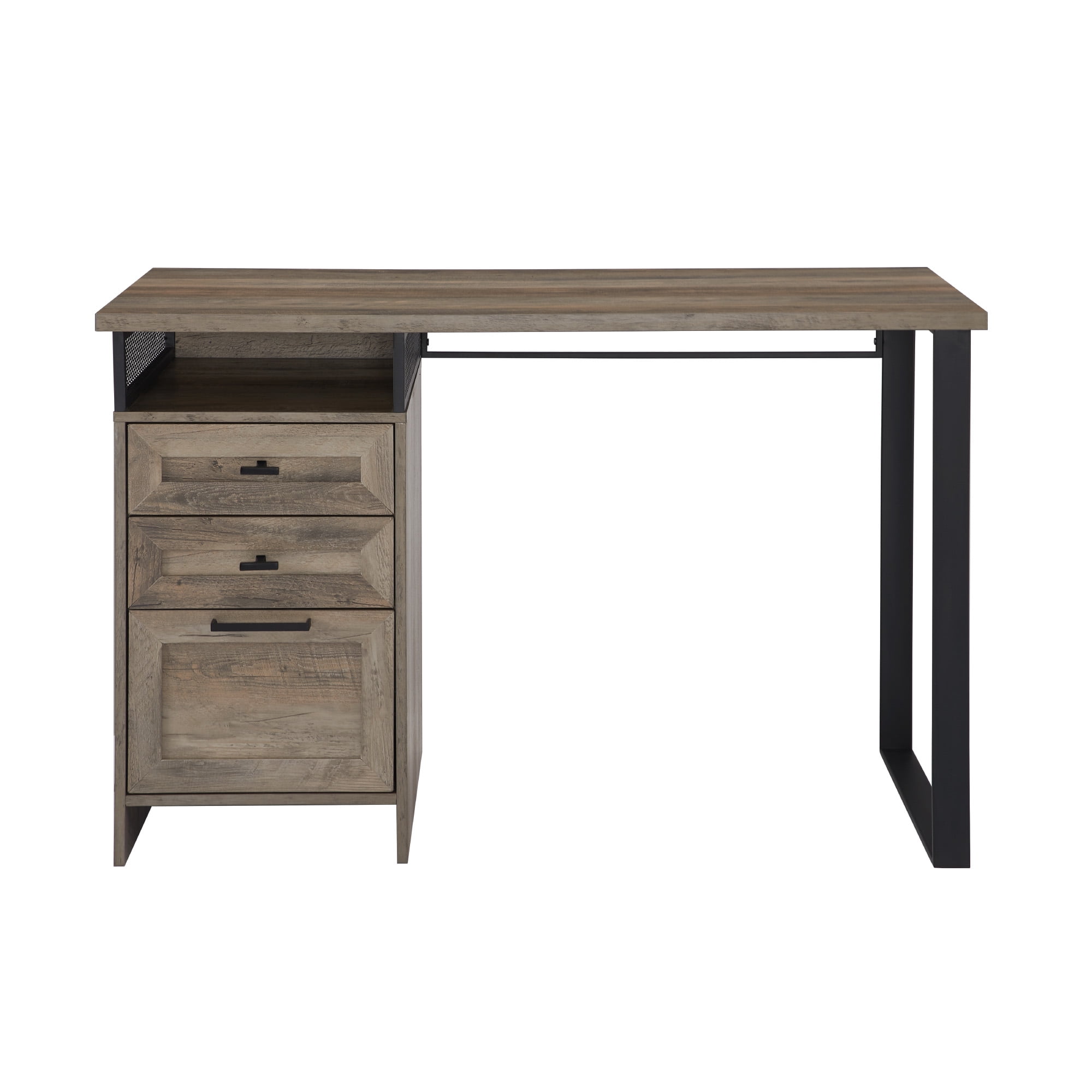 Manor Park Urban Industrial Storage Writing Desk, Grey Wash